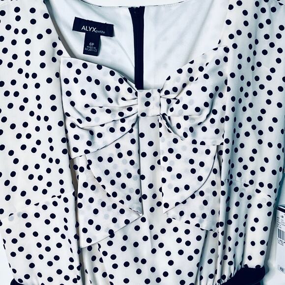 Alyx Petite Dress Black White Polka Dot New 6P - Picture 3 of 6